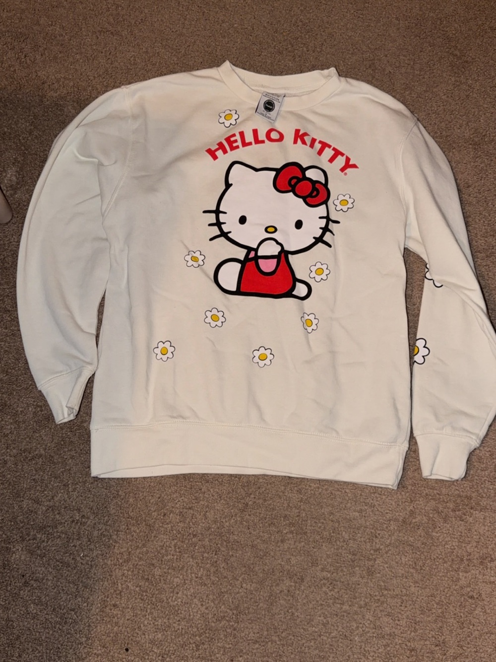 Sanrio Hello Kitty White Sweatshirt with Red and Yellow Accents
